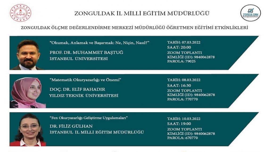 Zonguldak İl Milli Eğitim Müdürlüğü Ölçme ve Değerlendirme Merkez Müdürlüğü Öğretmen Eğitimleri